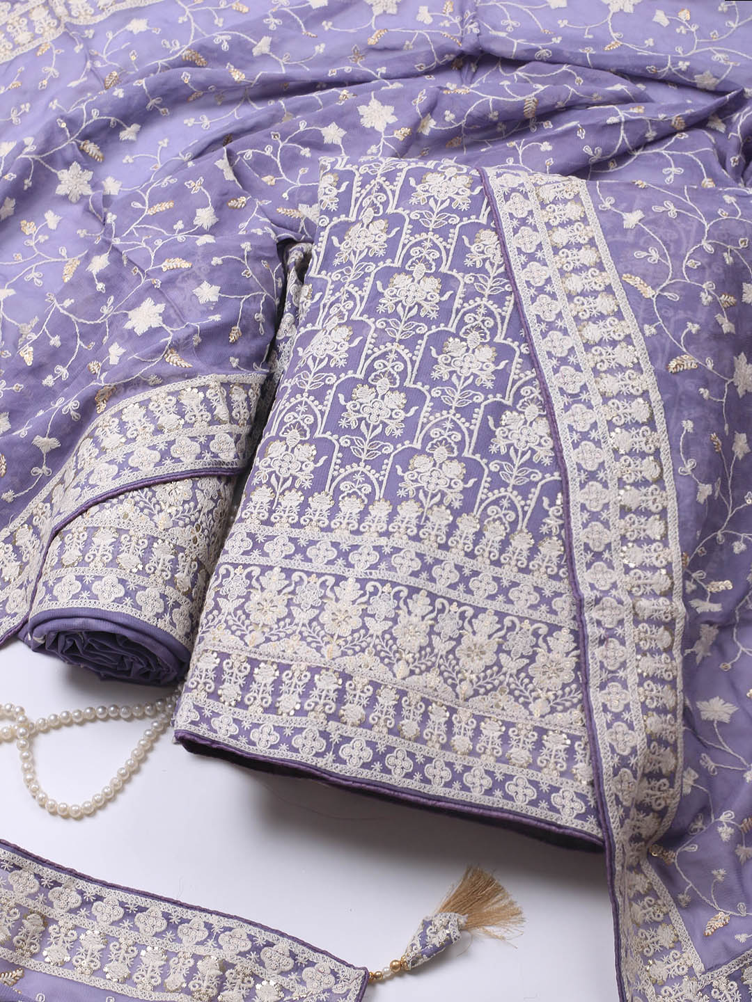 Embroidered Georgette Unstitched Suit Piece With Dupatta