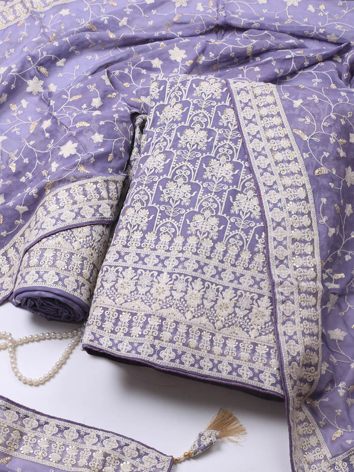 Embroidered Georgette Unstitched Suit Piece With Dupatta