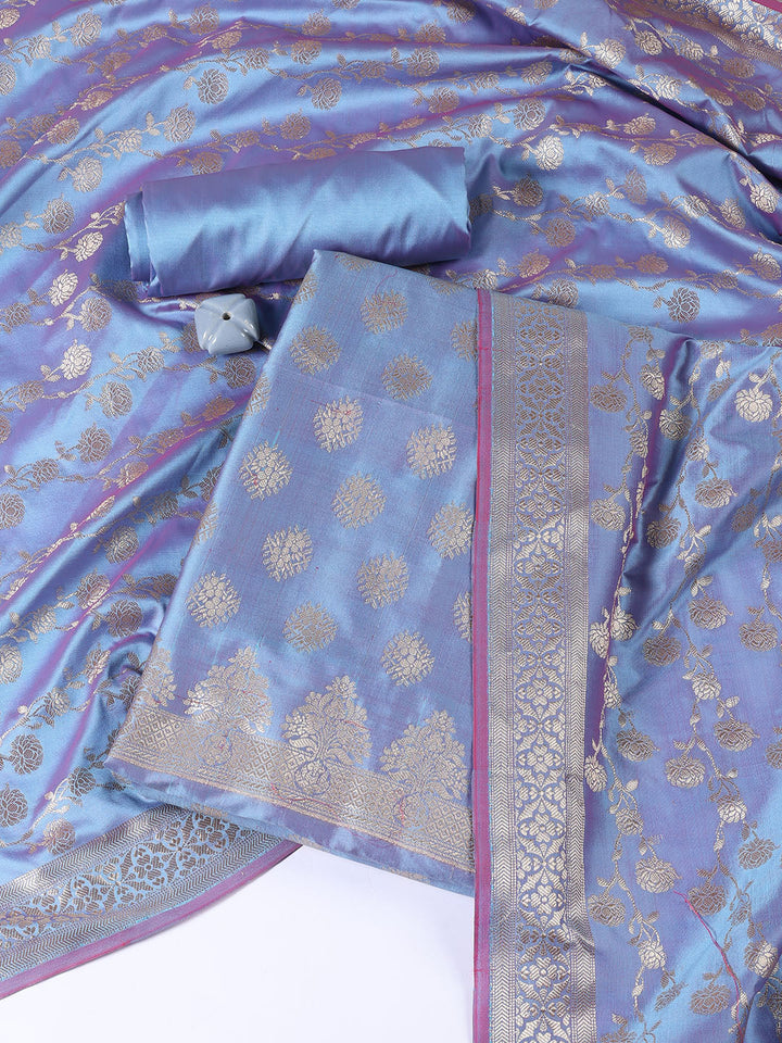 Woven Chanderi Unstitched Suit Piece With Dupatta