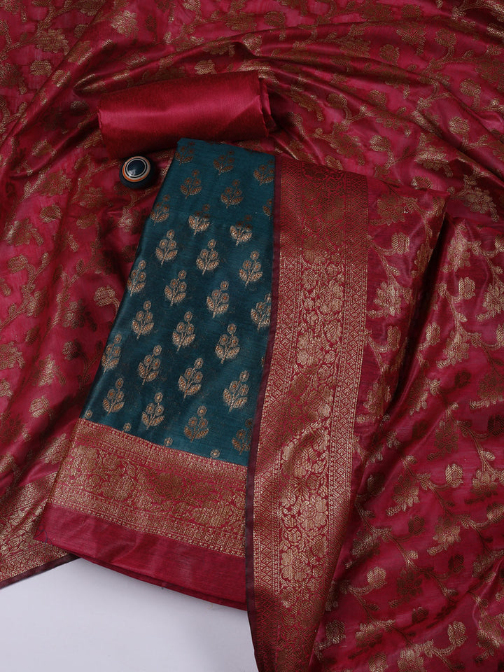 Banarasi Chanderi Unstitched Suit With Dupatta