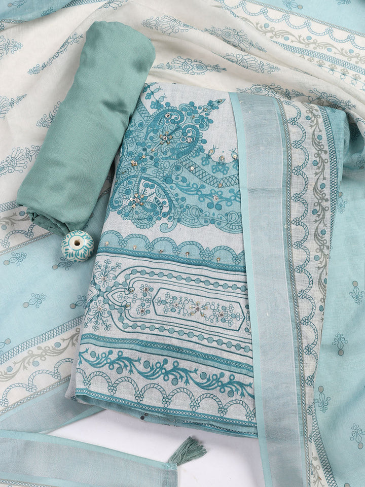 Printed Linen Unstitched Suit With Dupatta