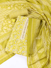 Neck Patti Cotton Blend Unstitched Suit With Dupatta