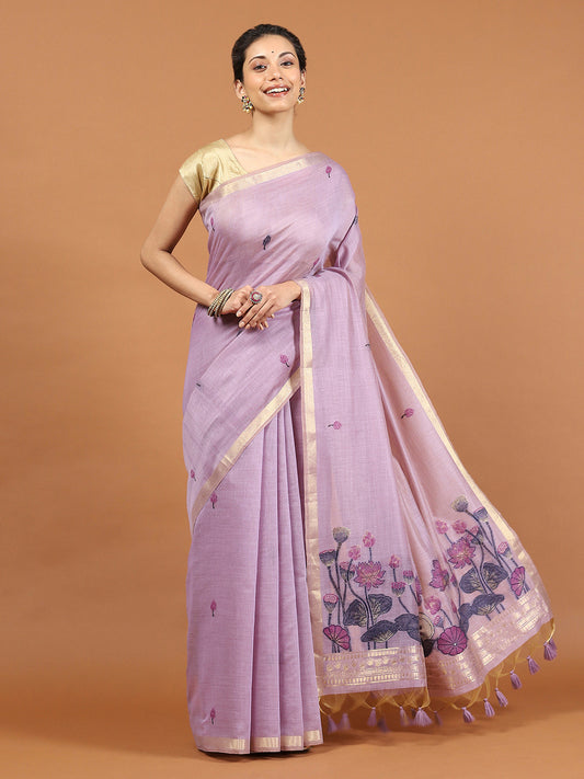 Woven Border Booti Art Silk Saree