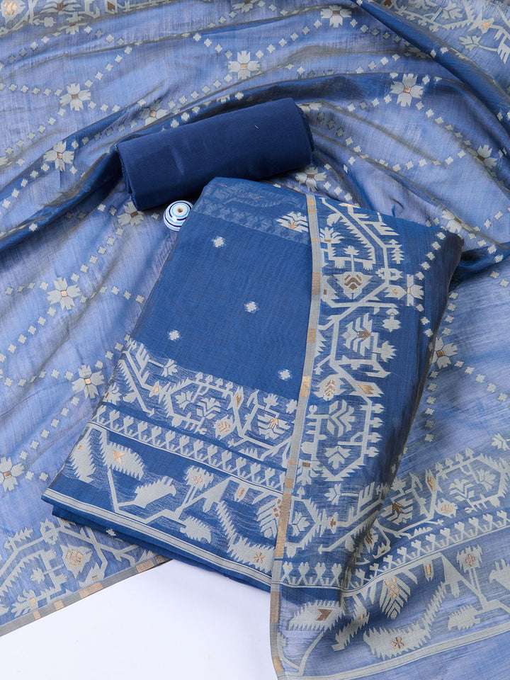 Jamdani Chanderi Unstitched Suit Piece With Dupatta