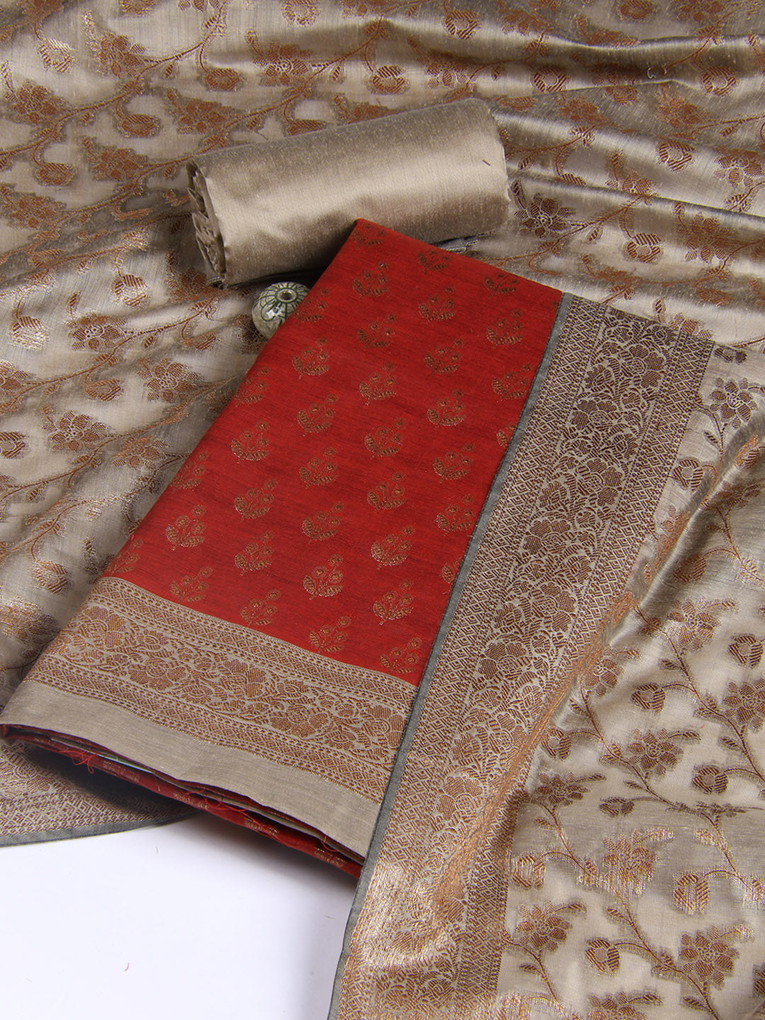 Banarasi Chanderi Unstitched Suit With Dupatta
