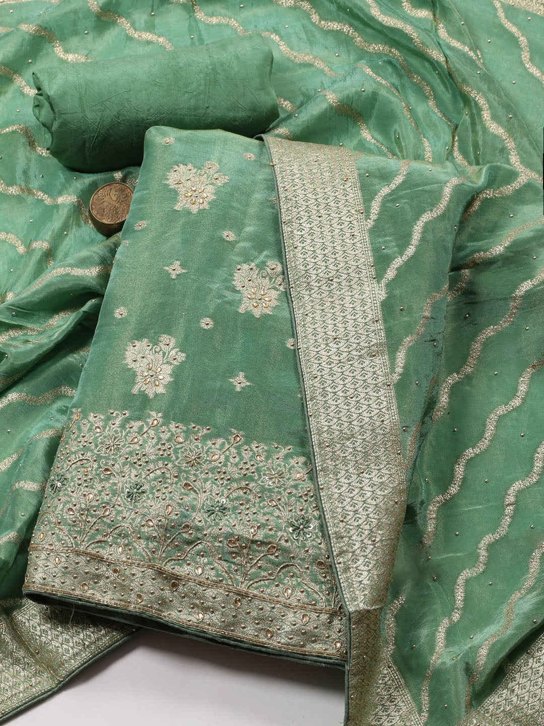 Woven Tissue Unstitched Suit Piece With Dupatta
