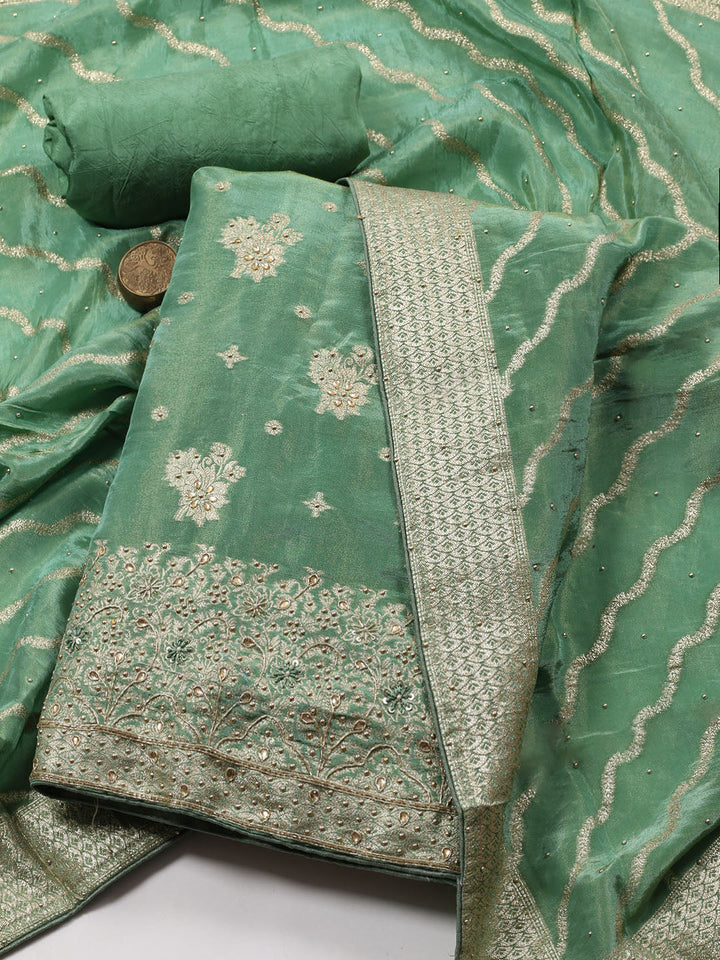 Woven Tissue Unstitched Suit Piece With Dupatta
