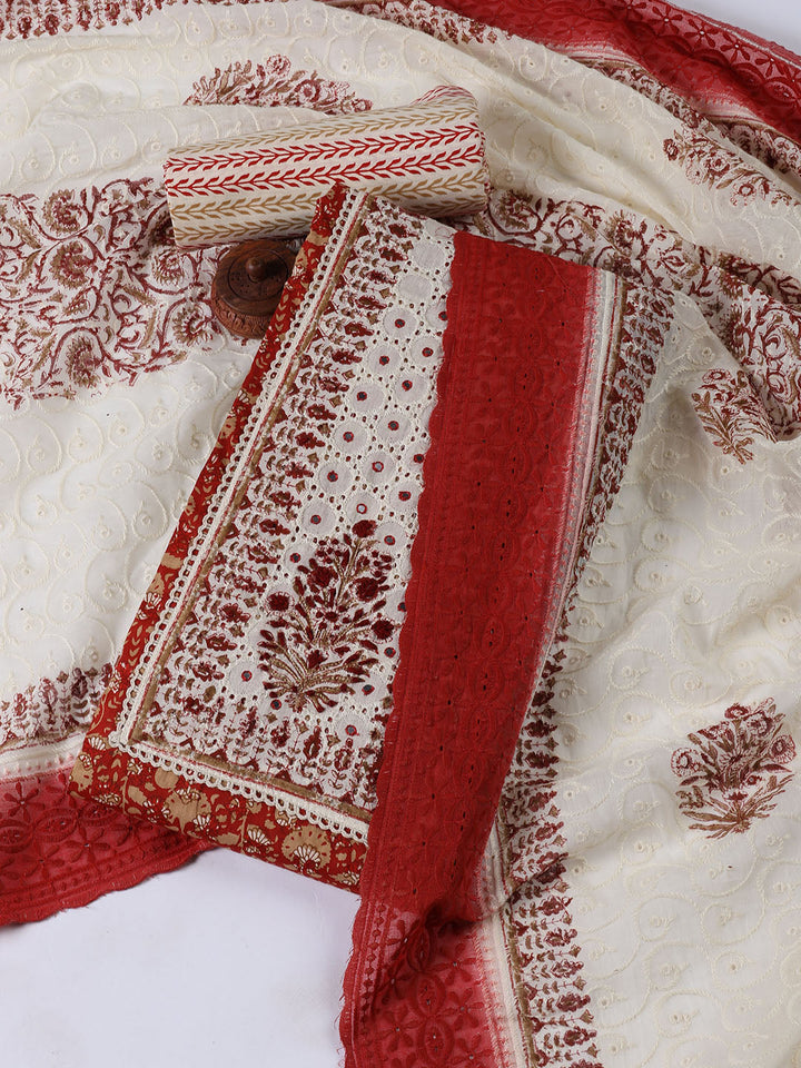 Neck Patti Cotton BlendUnstitched Suit Dupatta