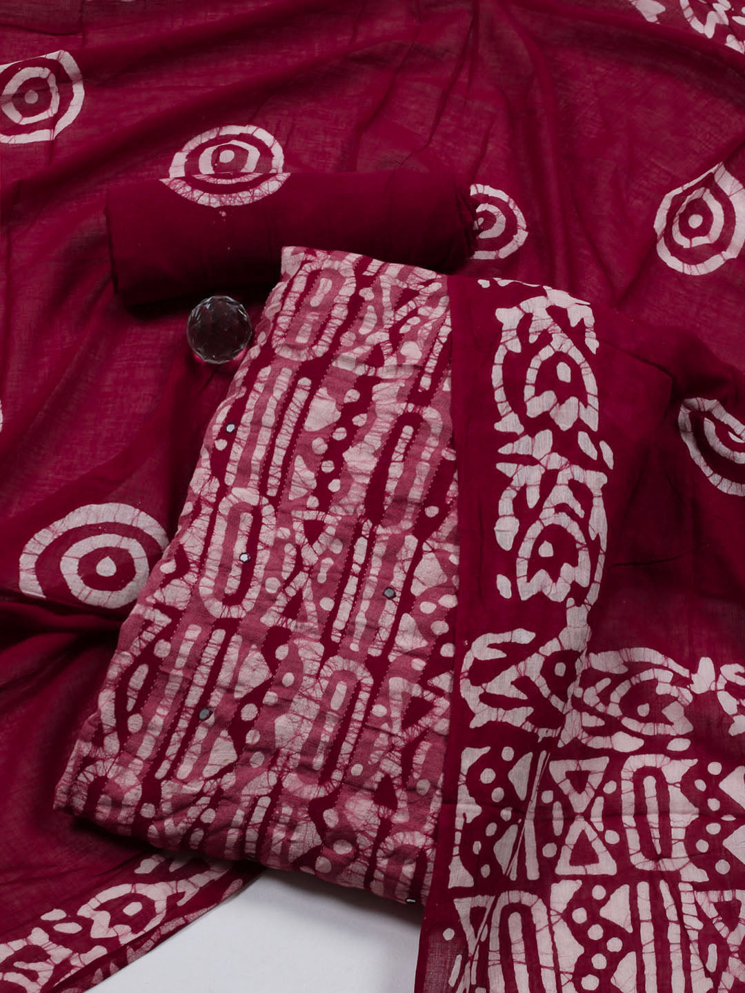 Printed Cotton Blend Unstitched Suit With Dupatta
