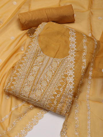 All Over Embroidered Organza Unstitched Suit With Dupatta