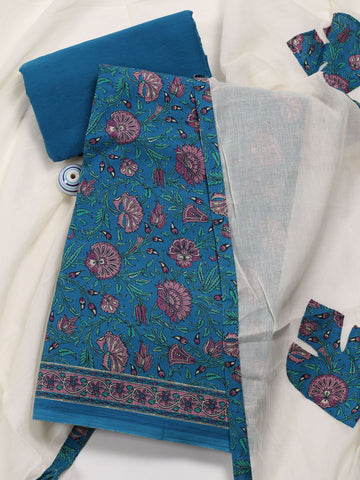 Printed Cotton Unstitched Suit With Dupatta