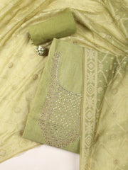 Neck Embroidery Chanderi Unstitched Suit With Dupatta