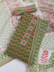 Printed Cotton Blend Unstitched Suit With Dupatta