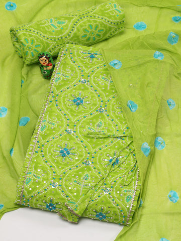 Neck Embroidered Cotton Unstitched Suit Piece With Dupatta