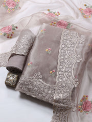 Embroidered Organza Unstitched Suit With Dupatta