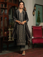 Resham Jaal Cotton Kurta With Pants & Dupatta