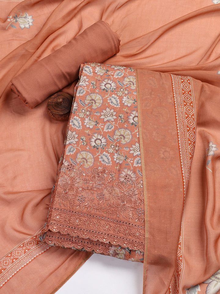 Printed Muslin Unstitched Suit With Dupatta
