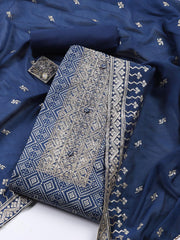 Neck Embroidered Cotton Blend Unstitched Suit Piece With Dupatta