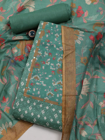 Printed Cotton Blend Unstitched Suit With Dupatta