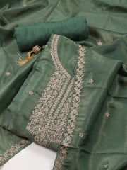 Neck Embroidered Tissue Unstitched Suit With Dupatta