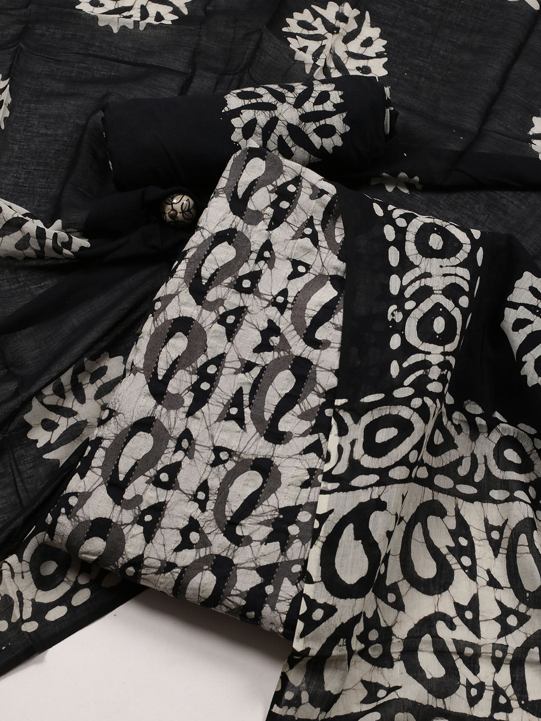 Printed Cotton Blend Unstitched Suit With Dupatta
