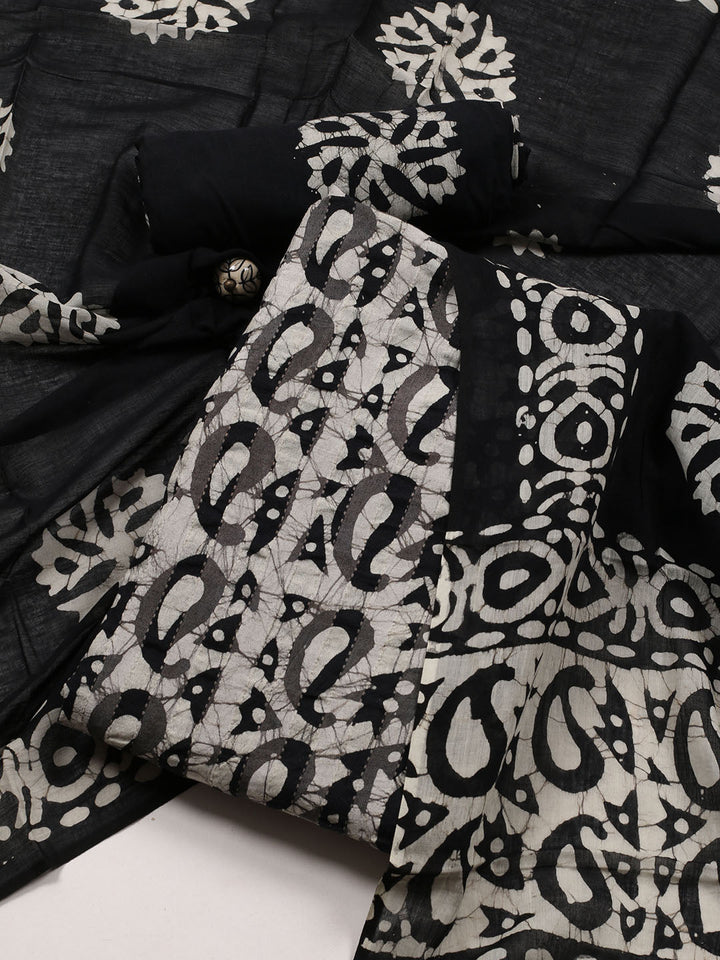 Printed Cotton Blend Unstitched Suit With Dupatta
