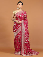 Zari Jaal & Swarovski Georgette Woven Saree