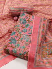 Printed Cotton Blend Unstitched Suit With Dupatta