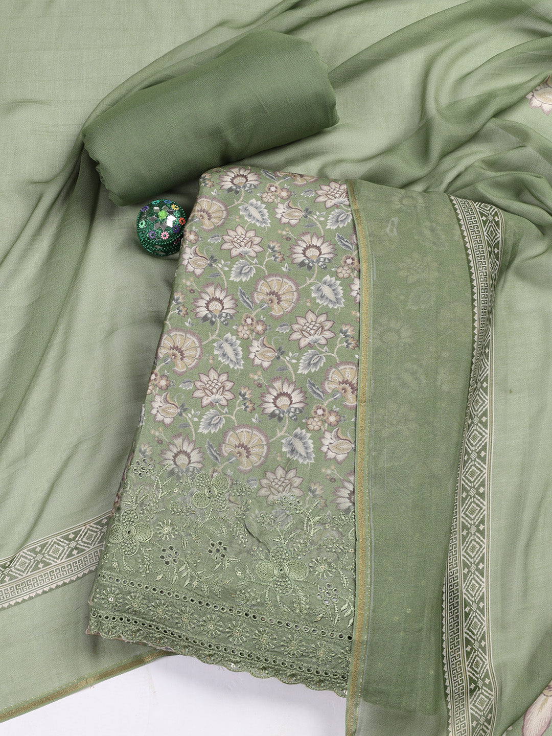 Printed Muslin Unstitched Suit With Dupatta