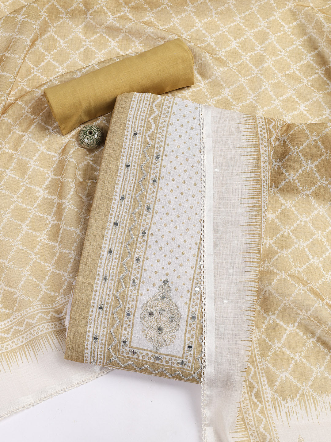 Printed Linen Unstitched Suit With Dupatta