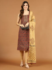 Printed Cotton Blend Unstitched Suit Piece With Dupatta