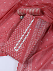Neck Work Cotton Blend Unstitched Suit With Dupatta