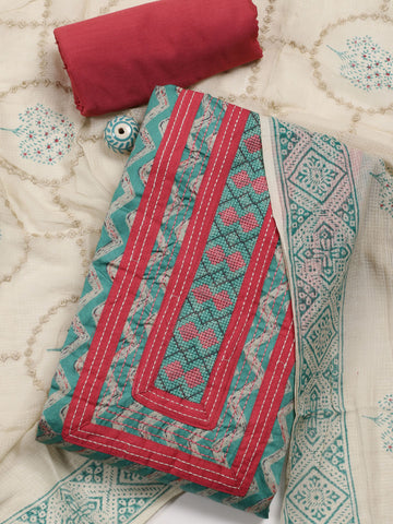 Neck Patti Cotton Unstitched Suit Dupatta