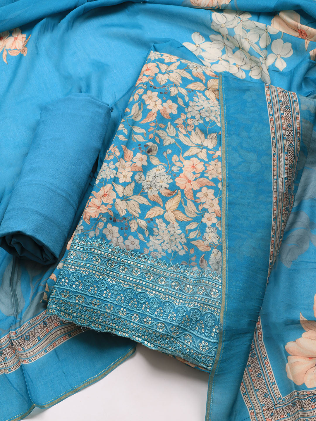 Printed Muslin Unstitched Suit With Dupatta