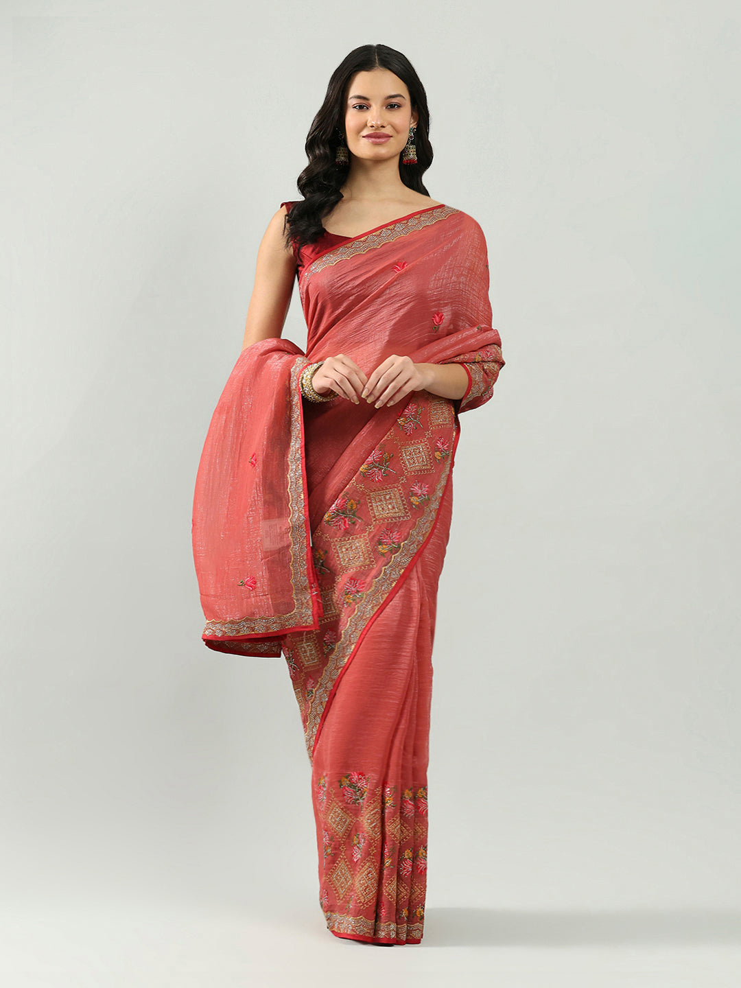 Embroidery Border Organza Saree
