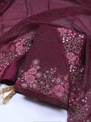 Embroidered Chinon Unstitched Suit With Dupatta