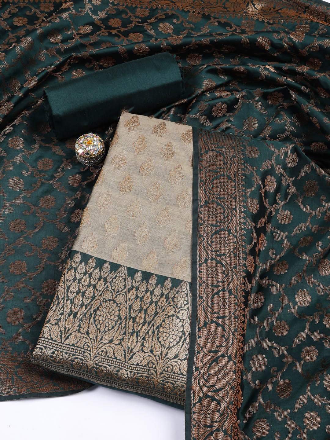 Woven Chanderi Unstitched Suit With Dupatta