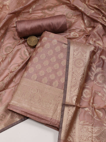 Woven Banarasi Chanderi Unstitched Suit With Dupatta