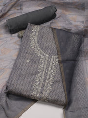 Neck Embroided Cotton Blend Unstitched Suit With Dupatta