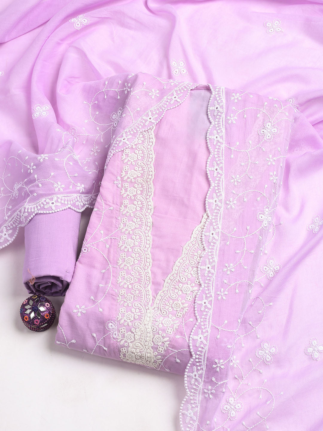 Neck Embroidery Cotton Unstitched Suit With Dupatta