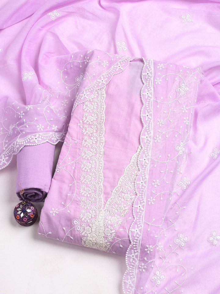 Neck Embroidery Cotton Unstitched Suit With Dupatta