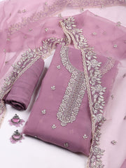 Neck Embroidered Tissue Unstitched Suit With Dupatta