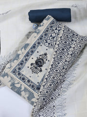 Neck Work Cotton Blend Unstitched Suit With Dupatta