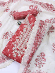 Neck Embroidery Cotton Blend Unstitched Suit With Dupatta