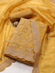 Embroidered OrganzaUnstitched Suit Piece With Dupatta