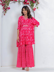 Floral Printed Muslin Kurta With Palazzo