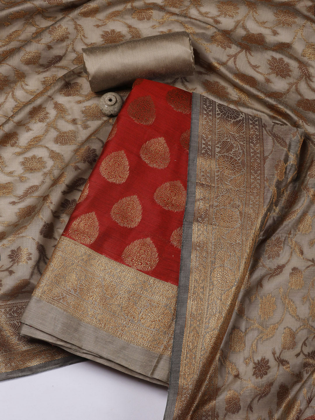 Banarasi Chanderi Unstitched Suit With Dupatta