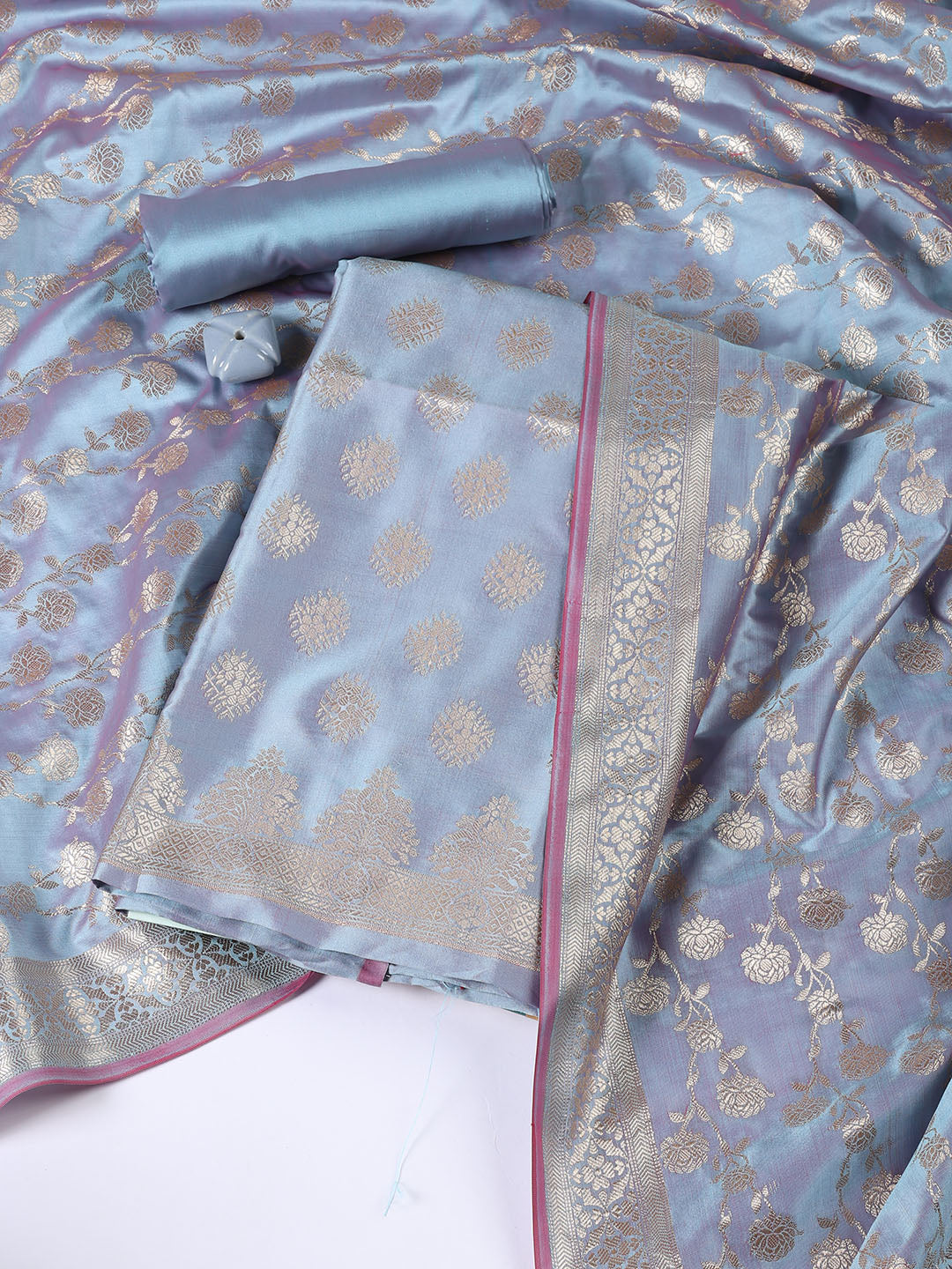 Woven Chanderi Unstitched Suit Piece With Dupatta