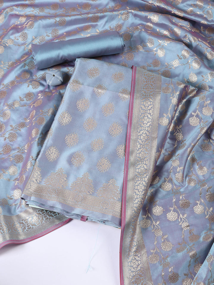 Woven Chanderi Unstitched Suit Piece With Dupatta