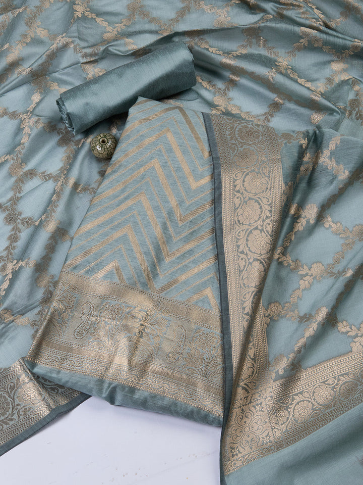 Woven Chanderi Unstitched Suit With Dupatta